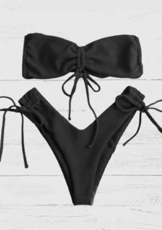 Strapless Black Bikini Set