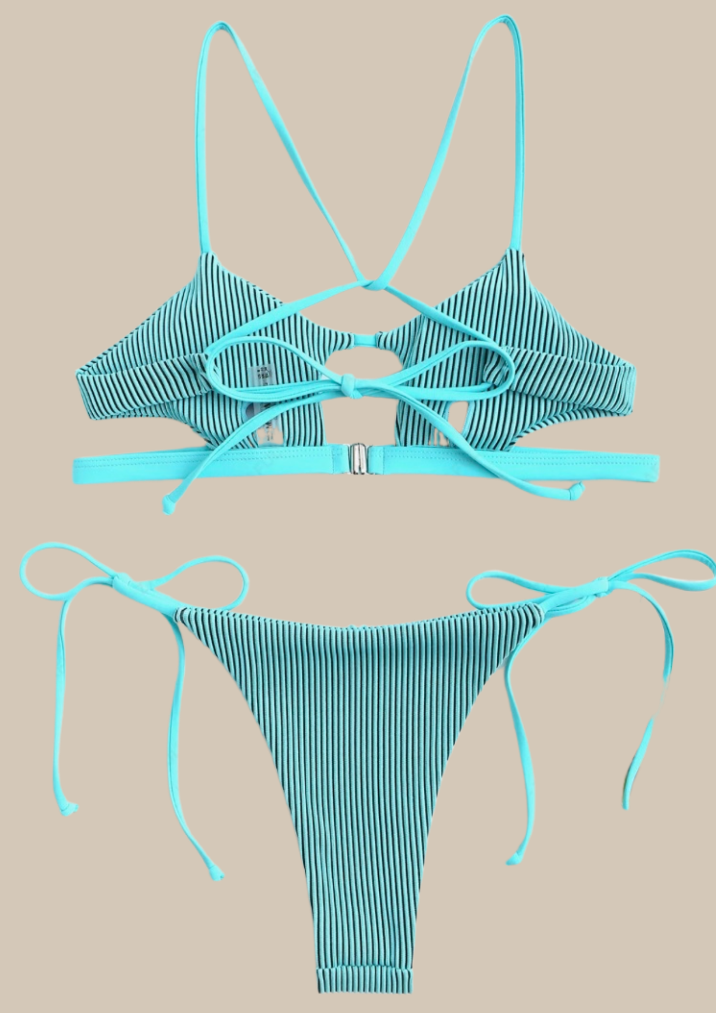 Textured Tie Side Criss Cross Bikini Set