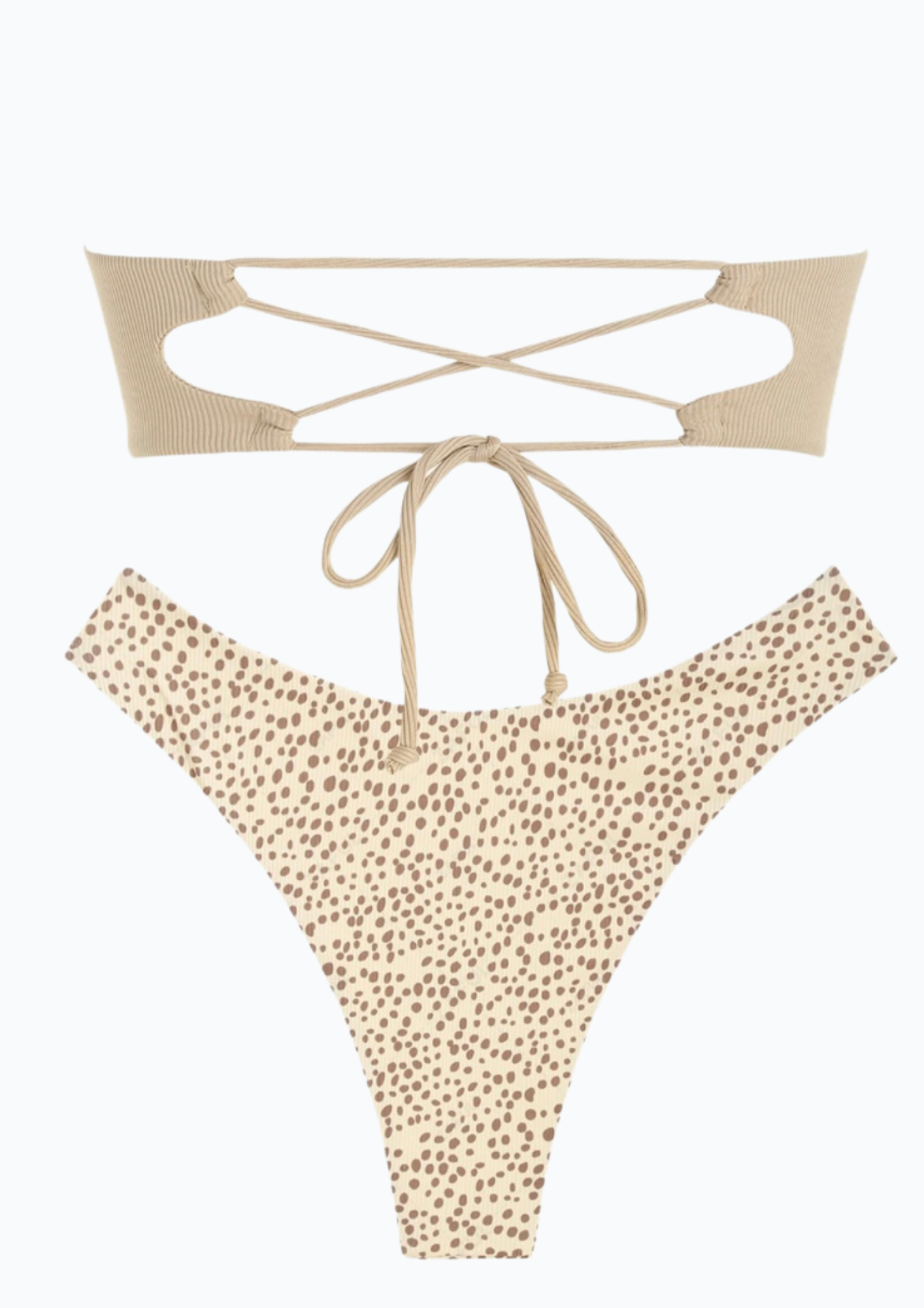 Ribbed V-wire Frilled Animal Print Bikini Set