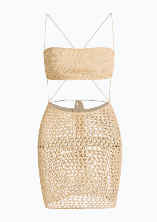 Criss Cross Crochet Mini  Bodycon Dress