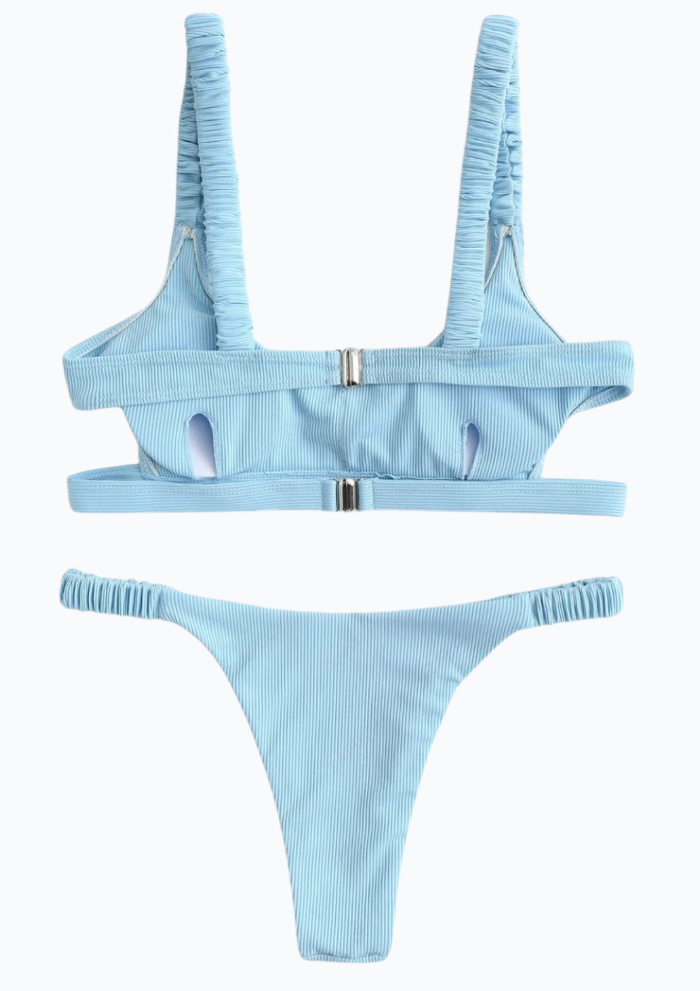 Ribbed Elastic Strap  Bikini Set